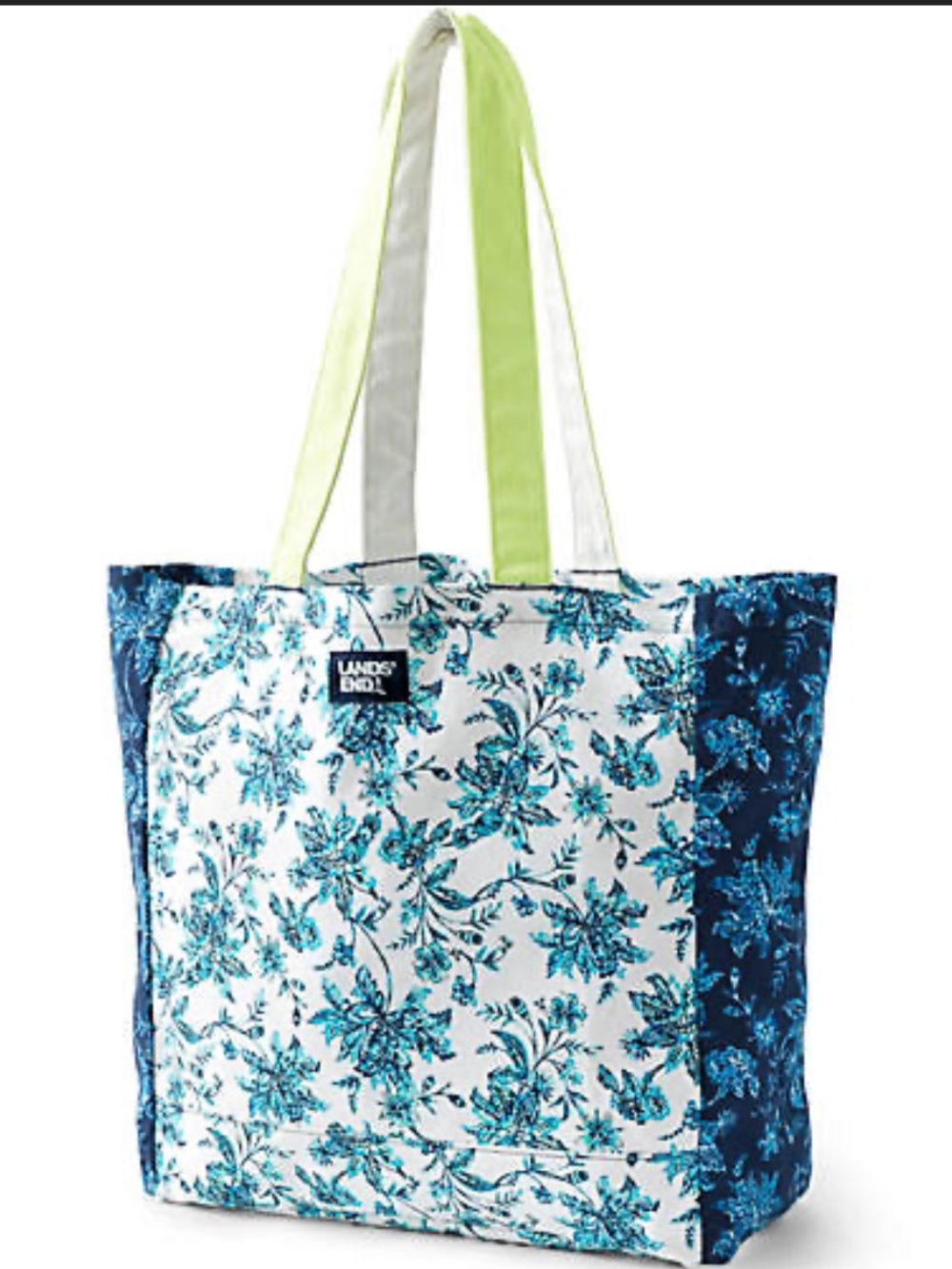 Lands' End Blue Floral Tote Bag